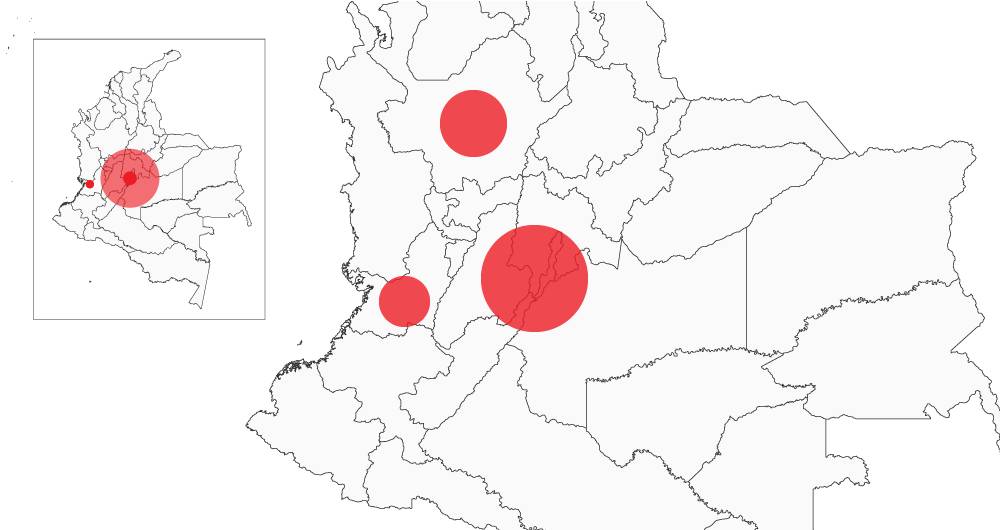 El mapa del contagio del coronavirus en Colombia