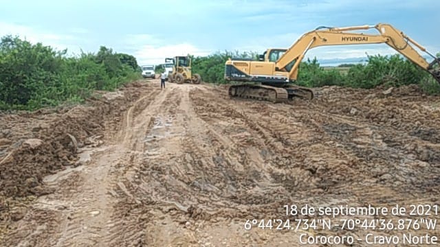 Secretaría de Infraestructura realiza mantenimiento de la vía Corocoro – Cravo Norte