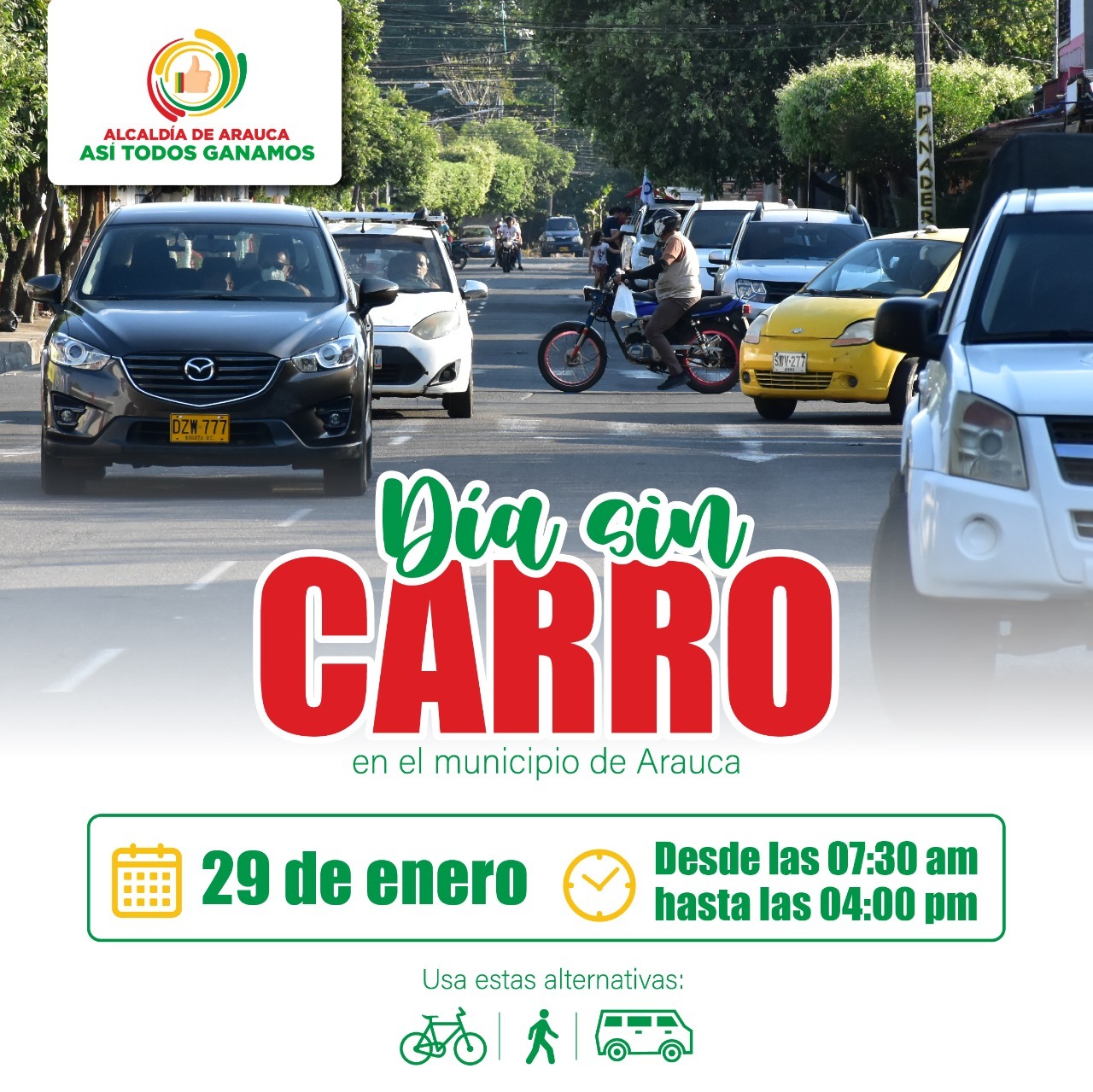 Este sábado 29 de enero se realizará en Arauca el Día sin Carro