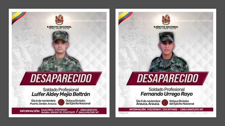 Esto es lo que se sabe de los dos soldados que siguen desaparecidos en Arauca