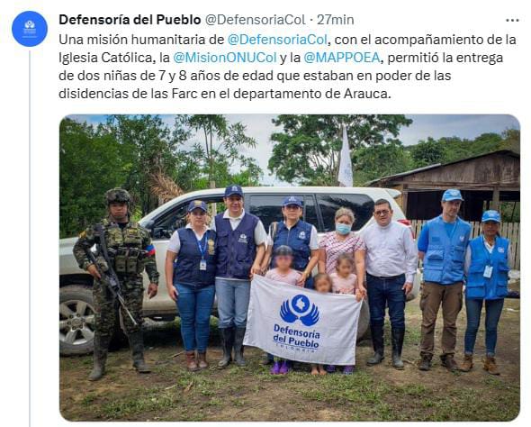 Disidencias de las Farc entregaron a dos menores de edad que permanecían en su poder en Arauca