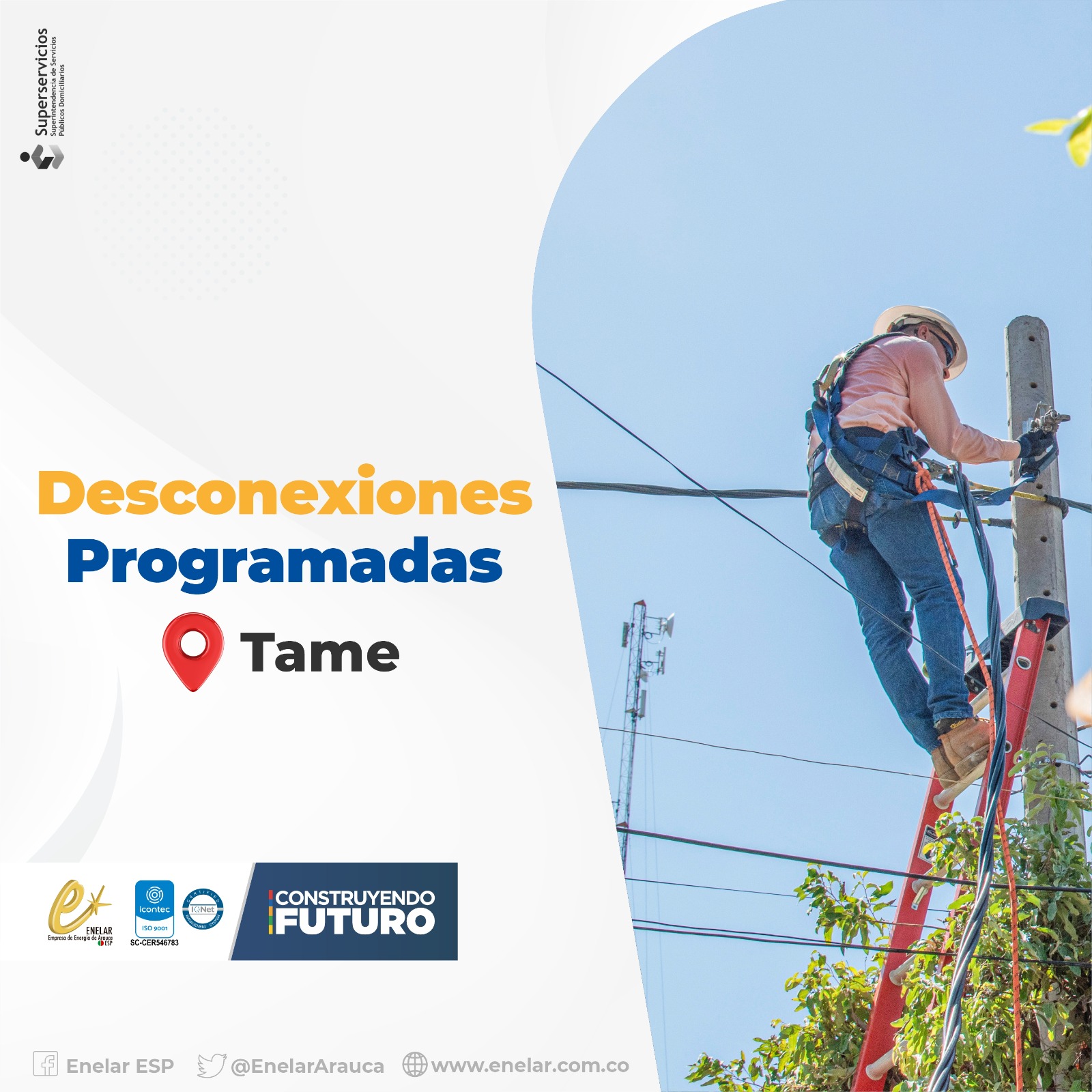 Enelar informa desconexiones programadas en Tame y Puerto Rondón