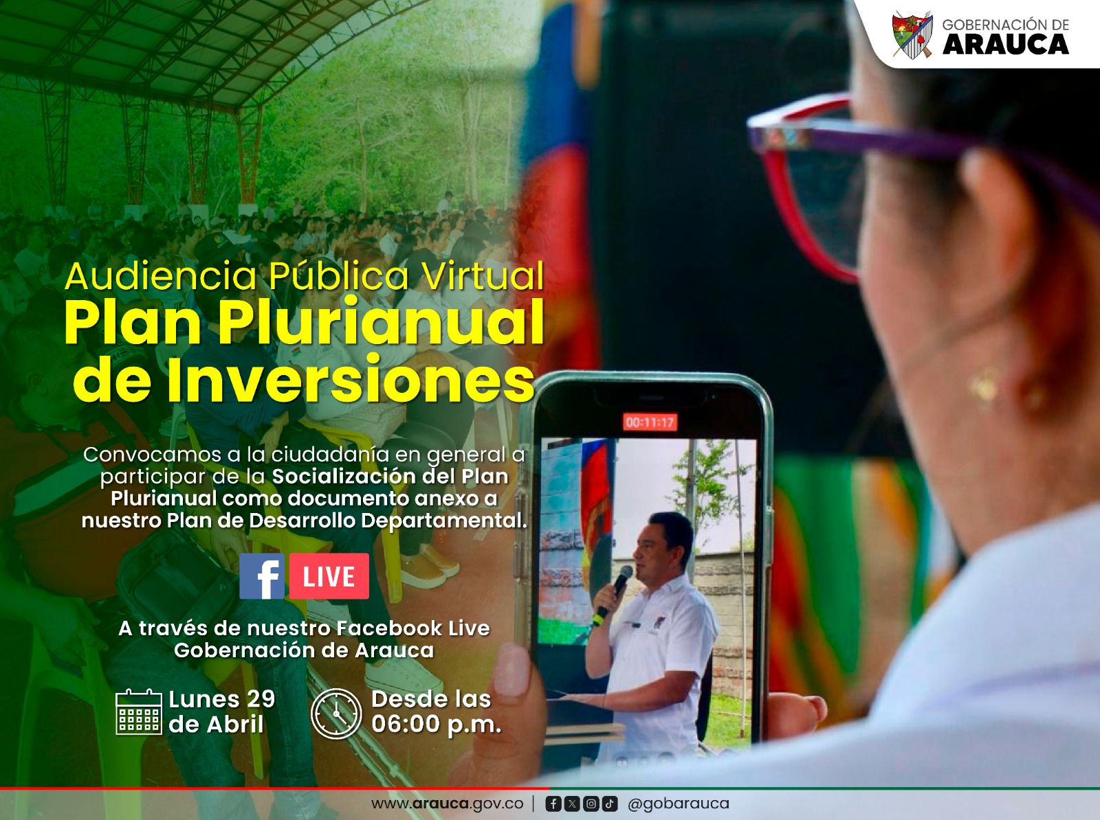 El Gobernador de Arauca convoca a la Audiencia Pública del Plan Plurianual de Inversiones del Plan de Desarrollo 2024-2027