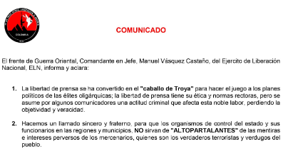 “Amenazas del ELN Siembran el Miedo en la Prensa Araucana: Un Llamado Urgente a la Protección de Periodistas y Líderes Sociales”