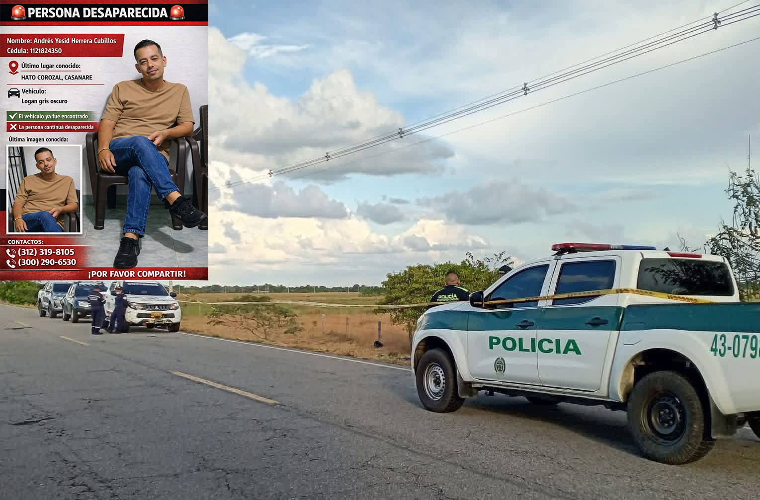 Hato Corozal en alerta tras el hallazgo de dos cuerpos baleados junto a la carretera